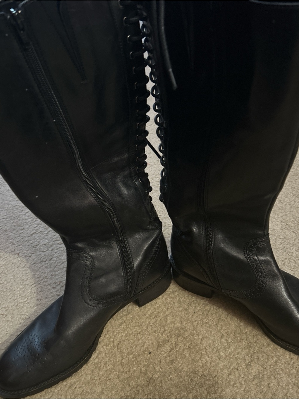 Nordstrom Black Lace-Up Knee Boots